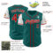 Custom Teal Red-White Authentic Two Tone Baseball Jersey