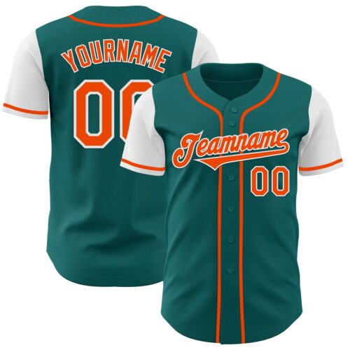 TwoTone0871 Custom Teal Orange-White Authentic Two Tone Baseball Jersey