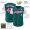 Custom Teal Pink-White Authentic Two Tone Baseball Jersey