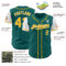 Custom Teal Gold-White Authentic Two Tone Baseball Jersey