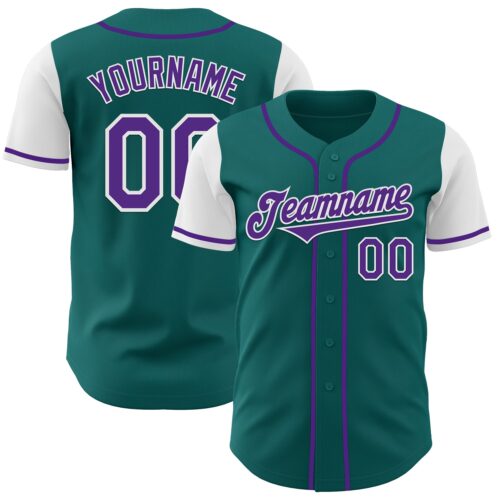 TwoTone0875 Custom Teal Purple-White Authentic Two Tone Baseball Jersey