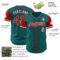 Custom Teal Red-White Authentic Two Tone Baseball Jersey