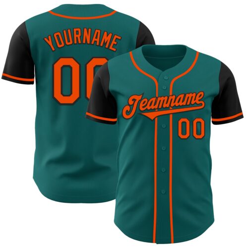 TwoTone0881 Custom Teal Orange-Black Authentic Two Tone Baseball Jersey