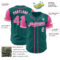 Custom Teal Pink-White Authentic Two Tone Baseball Jersey