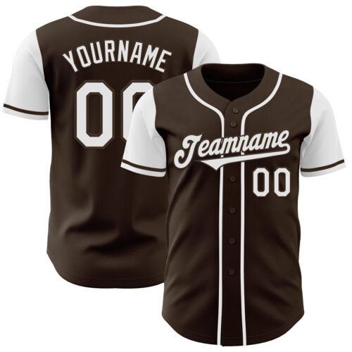 TwoTone0888 Custom Brown White Authentic Two Tone Baseball Jersey