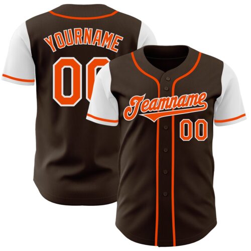 TwoTone0890 Custom Brown Orange-White Authentic Two Tone Baseball Jersey
