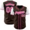 Custom Brown Pink-White Authentic Two Tone Baseball Jersey