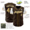 Custom Brown Old Gold-White Authentic Two Tone Baseball Jersey