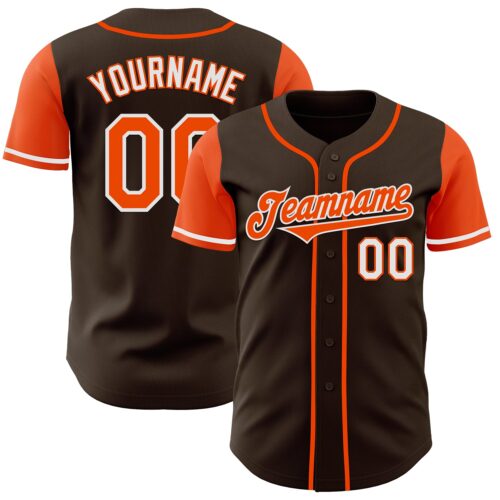 TwoTone0897 Custom Brown Orange-White Authentic Two Tone Baseball Jersey