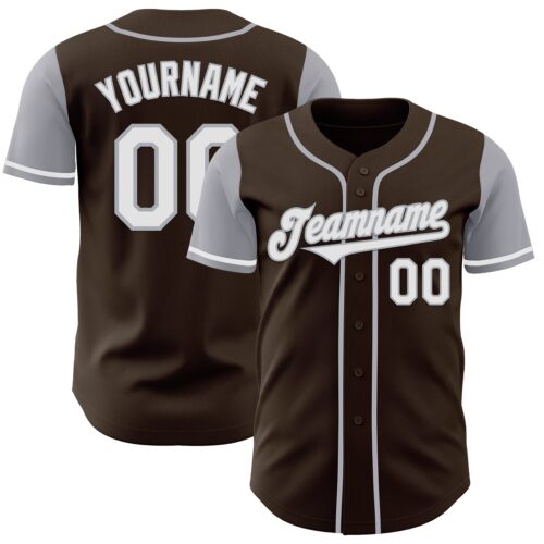 TwoTone0902 Custom Brown White-Gray Authentic Two Tone Baseball Jersey