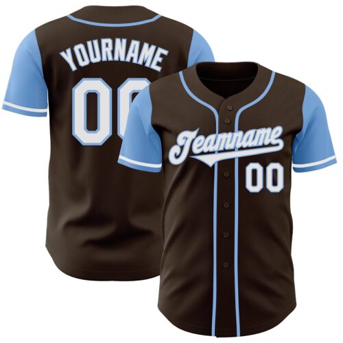 TwoTone0903 Custom Brown White-Light Blue Authentic Two Tone Baseball Jersey
