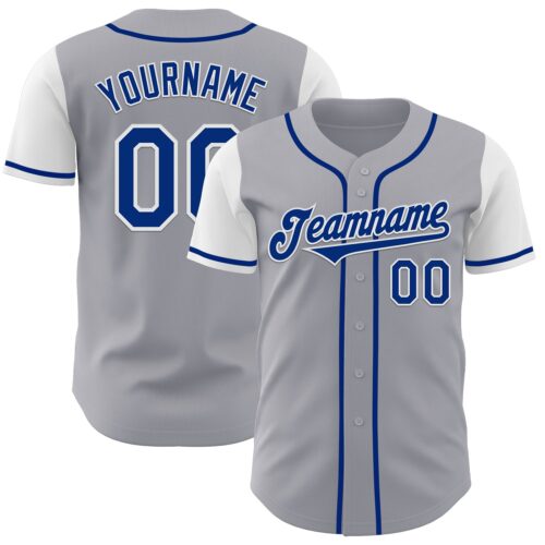 TwoTone0905 Custom Gray Royal-White Authentic Two Tone Baseball Jersey