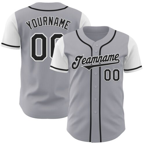 TwoTone0907 Custom Gray Black-White Authentic Two Tone Baseball Jersey