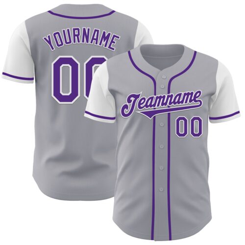 TwoTone0908 Custom Gray Purple-White Authentic Two Tone Baseball Jersey