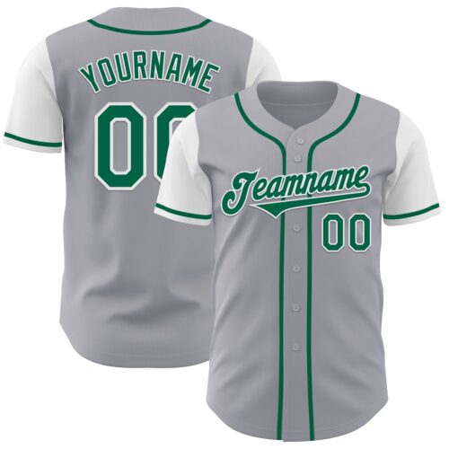 TwoTone0909 Custom Gray Kelly Green-White Authentic Two Tone Baseball Jersey