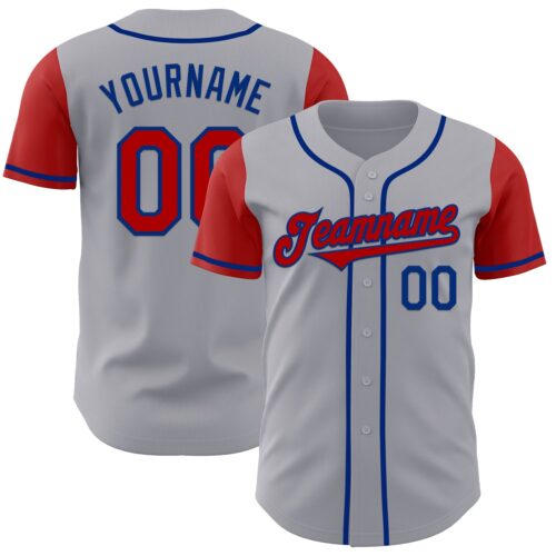TwoTone0912 Custom Gray Red-Royal Authentic Two Tone Baseball Jersey