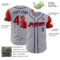 Custom Gray Red-Navy Authentic Two Tone Baseball Jersey