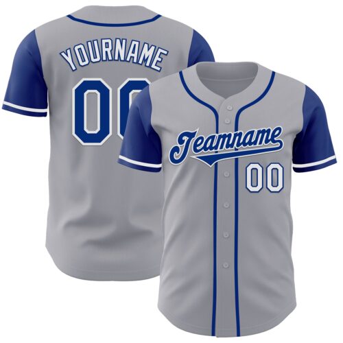 TwoTone0917 Custom Gray Royal-White Authentic Two Tone Baseball Jersey
