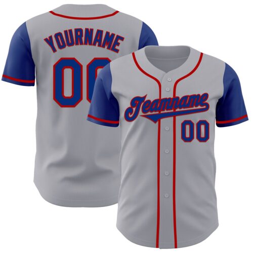 TwoTone0918 Custom Gray Royal-Red Authentic Two Tone Baseball Jersey