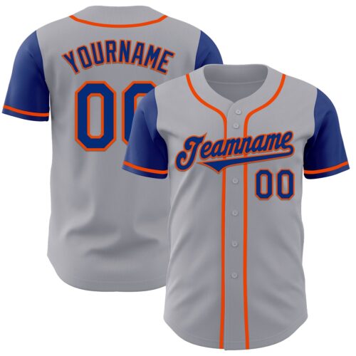 TwoTone0919 Custom Gray Royal-Orange Authentic Two Tone Baseball Jersey