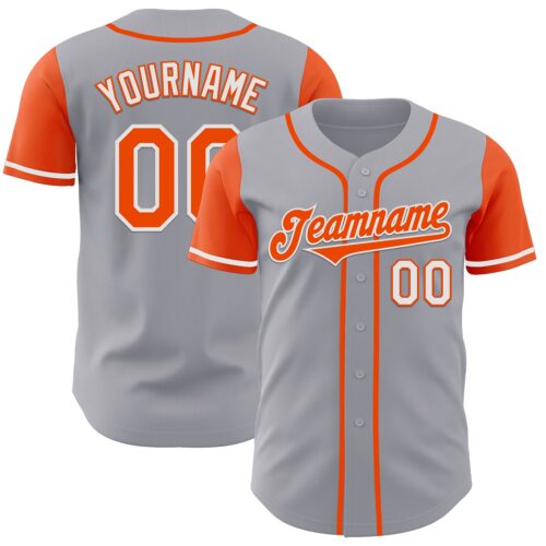 TwoTone0921 Custom Gray Orange-White Authentic Two Tone Baseball Jersey