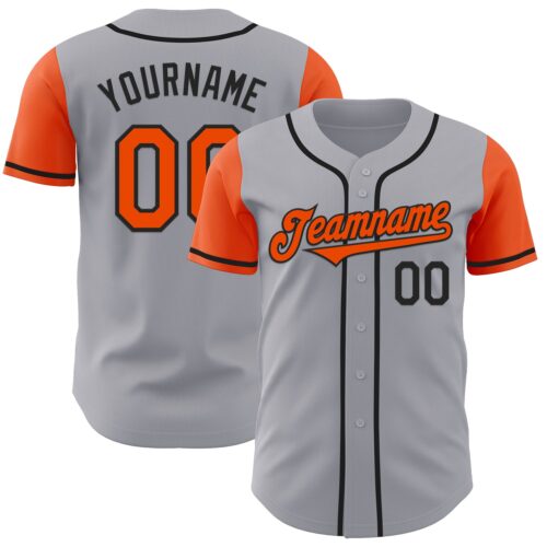 TwoTone0924 Custom Gray Orange-Black Authentic Two Tone Baseball Jersey