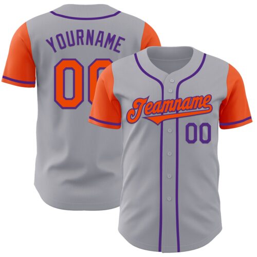 TwoTone0925 Custom Gray Orange-Purple Authentic Two Tone Baseball Jersey