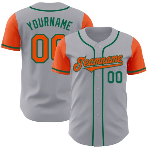TwoTone0926 Custom Gray Orange-Kelly Green Authentic Two Tone Baseball Jersey