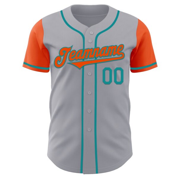 Custom Gray Orange-Teal Authentic Two Tone Baseball Jersey
