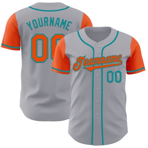 TwoTone0927 Custom Gray Orange-Teal Authentic Two Tone Baseball Jersey