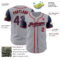 Custom Gray Navy-Red Authentic Two Tone Baseball Jersey