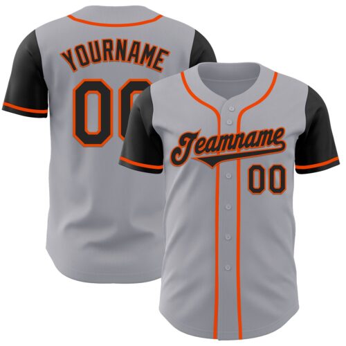 TwoTone0939 Custom Gray Black-Orange Authentic Two Tone Baseball Jersey