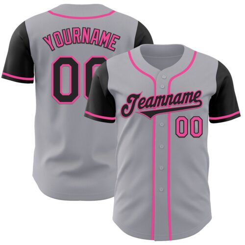 TwoTone0940 Custom Gray Black-Pink Authentic Two Tone Baseball Jersey