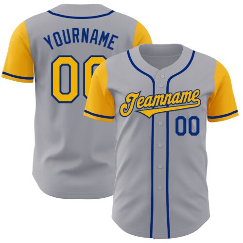 TwoTone0956 Custom Gray Gold-Royal Authentic Two Tone Baseball Jersey