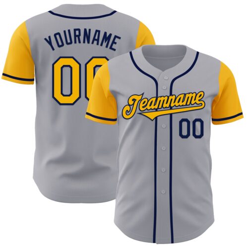 TwoTone0957 Custom Gray Gold-Navy Authentic Two Tone Baseball Jersey