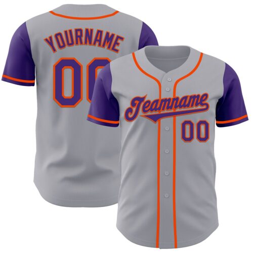TwoTone0964 Custom Gray Purple-Orange Authentic Two Tone Baseball Jersey