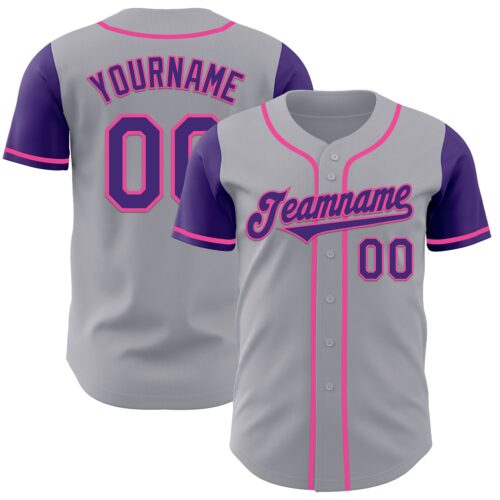 TwoTone0965 Custom Gray Purple-Pink Authentic Two Tone Baseball Jersey