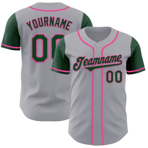 TwoTone0975 Custom Gray Green-Pink Authentic Two Tone Baseball Jersey