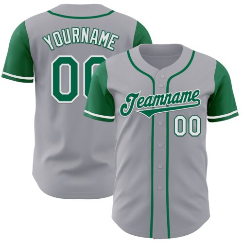 TwoTone0976 Custom Gray Kelly Green-White Authentic Two Tone Baseball Jersey