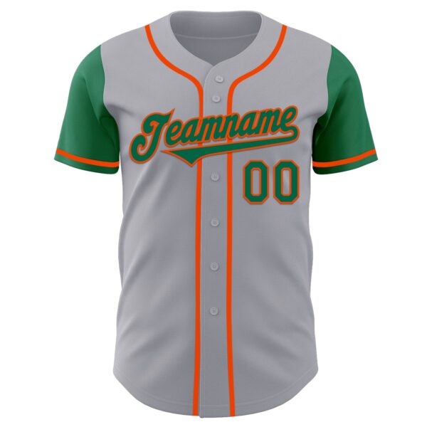 Custom Gray Kelly Green-Orange Authentic Two Tone Baseball Jersey