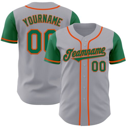 TwoTone0978 Custom Gray Kelly Green-Orange Authentic Two Tone Baseball Jersey