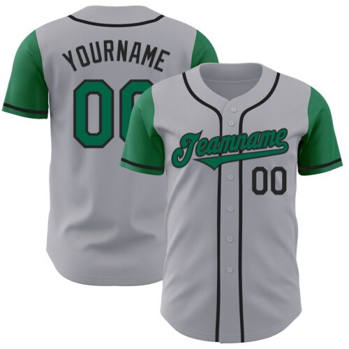 TwoTone0979 Custom Gray Kelly Green-Black Authentic Two Tone Baseball Jersey
