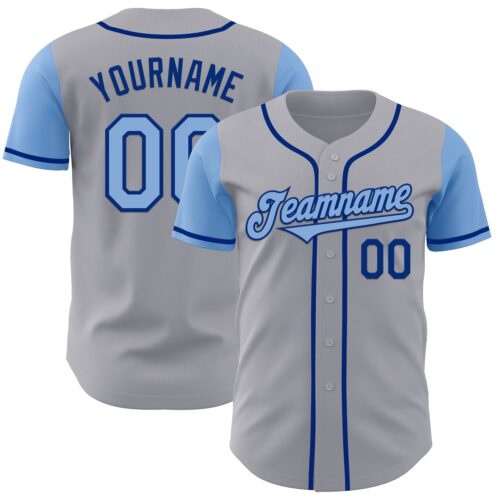 TwoTone0985 Custom Gray Light Blue-Royal Authentic Two Tone Baseball Jersey