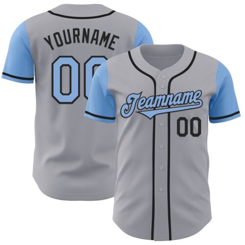 TwoTone0988 Custom Gray Light Blue-Black Authentic Two Tone Baseball Jersey