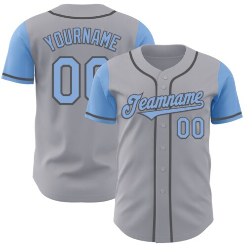 TwoTone0991 Custom Gray Light Blue-Steel Gray Authentic Two Tone Baseball Jersey