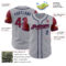Custom Gray Crimson-Navy Authentic Two Tone Baseball Jersey
