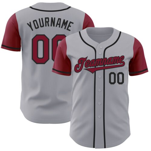TwoTone0995 Custom Gray Crimson-Black Authentic Two Tone Baseball Jersey