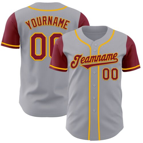TwoTone0996 Custom Gray Crimson-Gold Authentic Two Tone Baseball Jersey
