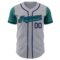 Custom Gray Teal-Navy Authentic Two Tone Baseball Jersey