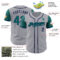 Custom Gray Teal-Navy Authentic Two Tone Baseball Jersey